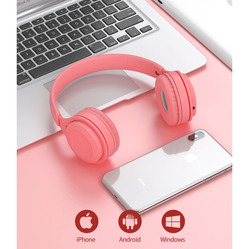 Tai Nghe Headphone Bluetooth Không Dây Âm Bass Sắc Nét Thẻ Nhớ Nghe Gọi Tiện Lợi