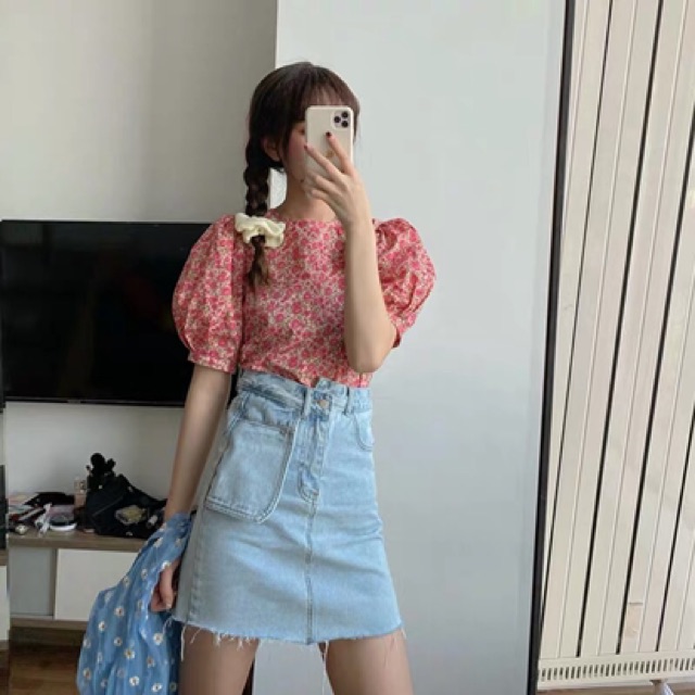 Áo sơ mi zara hoa hồng B-A-M STORE