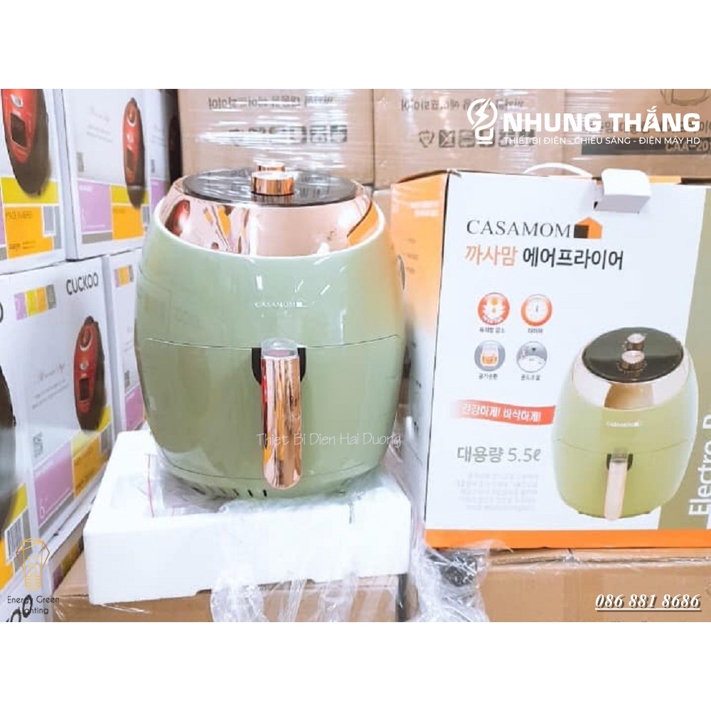 Nồi Chiên Không Dầu Casamom 7Lít CAA-201 1800W - Loại Bỏ 80% Chất Béo, Chống Dính Hoàn Hảo, Làm Chín Nhanh