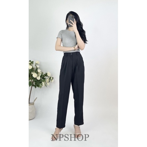 Quần baggy nữ NPSHOP, quần baggy ống suông dài lưng cao trên rốn 5 màu có túi NPQUAN006