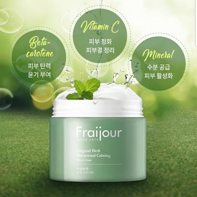 ( CÓ SẴN CHÍNH HÃNG) Kem Dưỡng Ẩm Thảo Mộc FRAIJOUR Original Herb Wormwood Calming Watery Cream 90ml