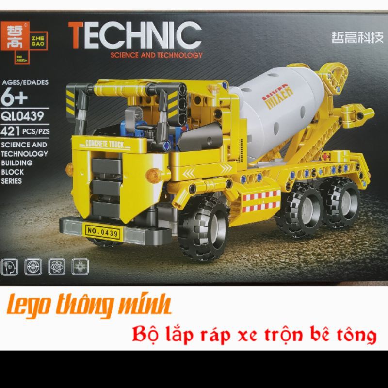 Lego Zegao đồ chơi lắp ráp xe trộn bê tông Technic QL0439