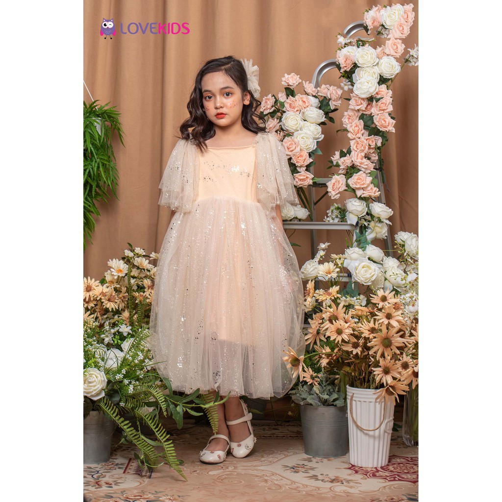 Váy công chúa cổ vuông tay bồng GMG20DR034/ LKG20DR034 - Lovekids