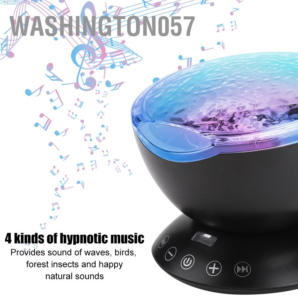 Washington057 LED Ocean Projector with Mini Speaker 2M USB Cable Colorful Projection Lamp Support Memory Card and 3.5mm Port