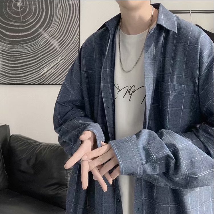 Áo sơ mi dáng rộng nam họa tiết kẻ sọc phong cách Hàn Quốc áo sơ mi nam sọc caro thời trang áo sơ mi caro nam áo sơ mi nữ form rộng bông áo sơ mi form rộng