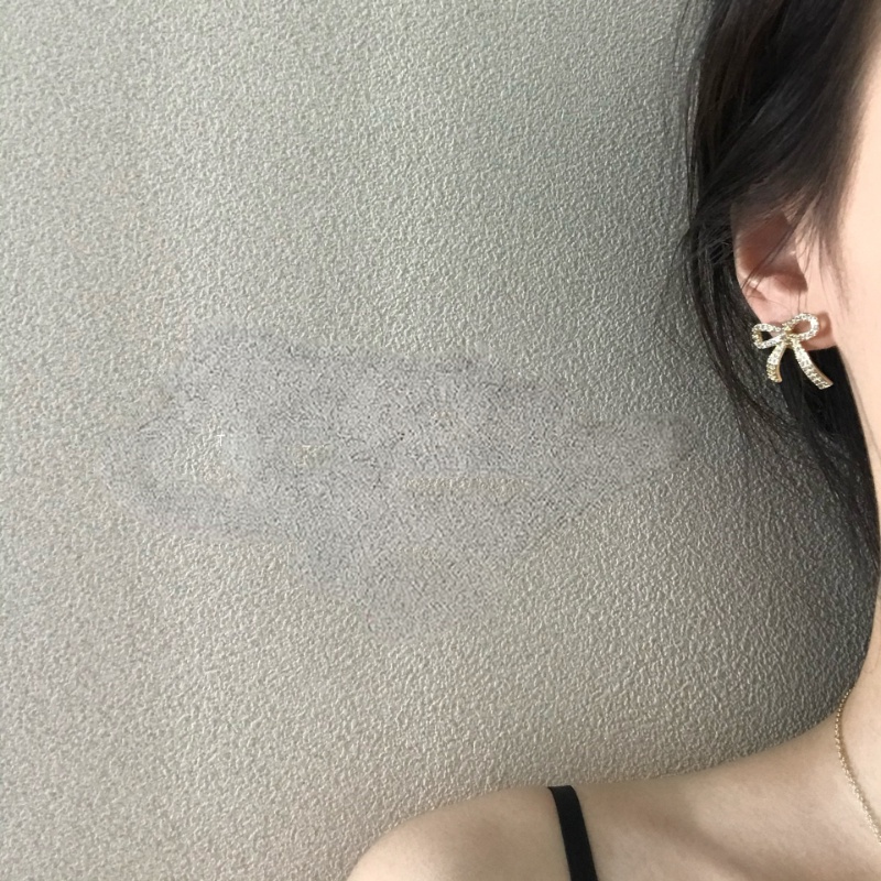 Bông Tai Hình Nơ Đính Kim Cương Phong Cách Hàn Quốc