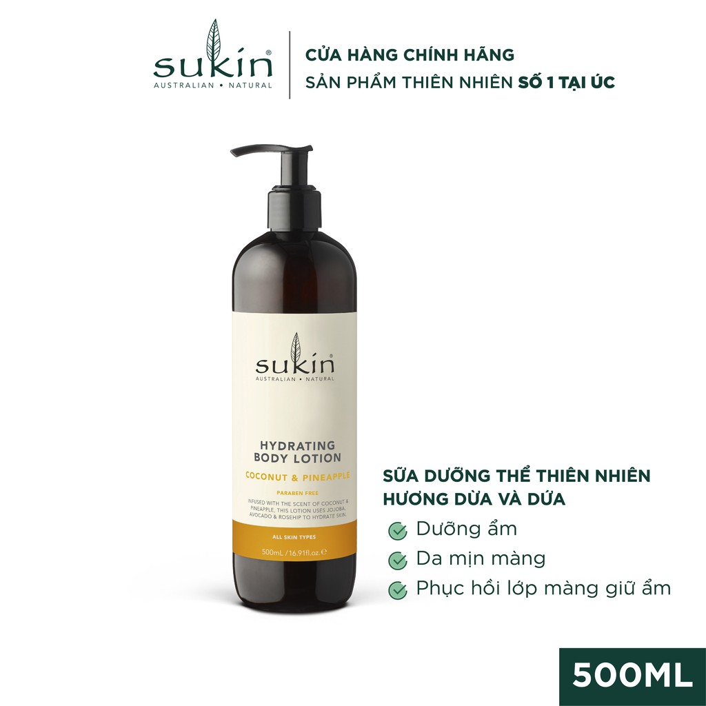 Sữa Dưỡng Thể Hương Dừa Và Dứa Sukin Hydrating Body Lotion Coconut & Pineapple 500ml | BigBuy360 - bigbuy360.vn