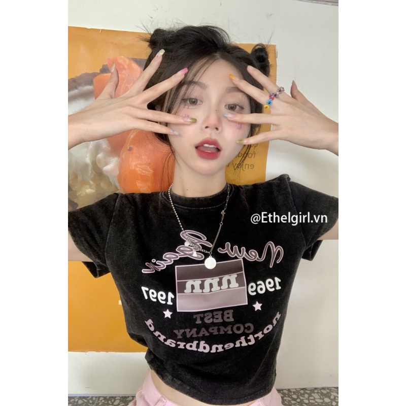 Áo Thun Nữ Ngắn Tay In Hình Phong Cách retro