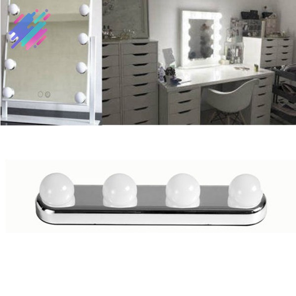 Đèn Led 4 bóng kèm giá hút chân không gắn gương trang điểm để bàn tiện lợi