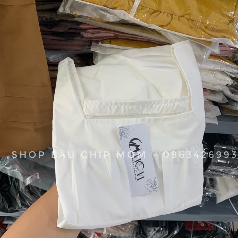 Áo bầu babydoll TK cổ vuông tay bồng xinh xắn- AH05