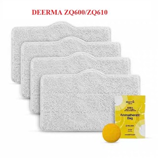 Bộ 4 Miếng Lau Sàn Cho Máy Làm Sạch Bằng Hơi Nước DEERMA ZQ600/ZQ610 + Tặng 1 Viên Dầu Thơm