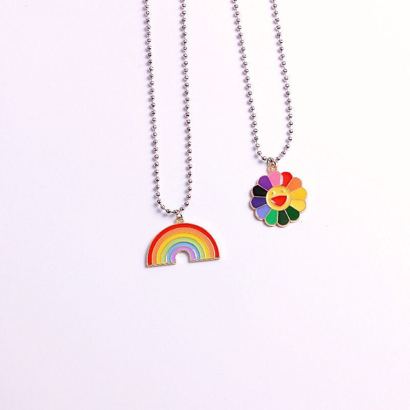 Vòng đeo cổ Hoa Mặt Trời Kaikai Kiki, Cầu Vồng Rainbow dây chuyền hợp kim unisex nam nữ thời trang -TabiStore -