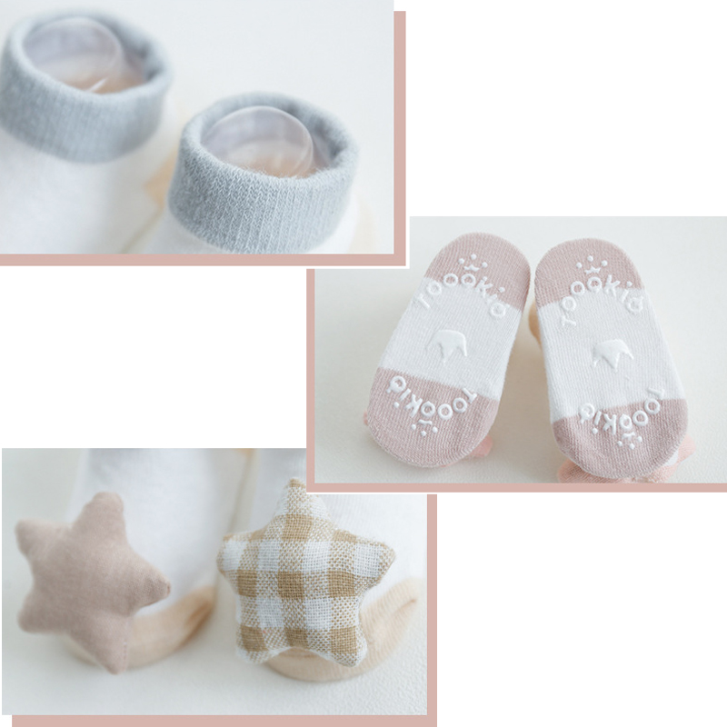 Set 2 Đôi Vớ Cotton Chống Trượt Cho Trẻ Em