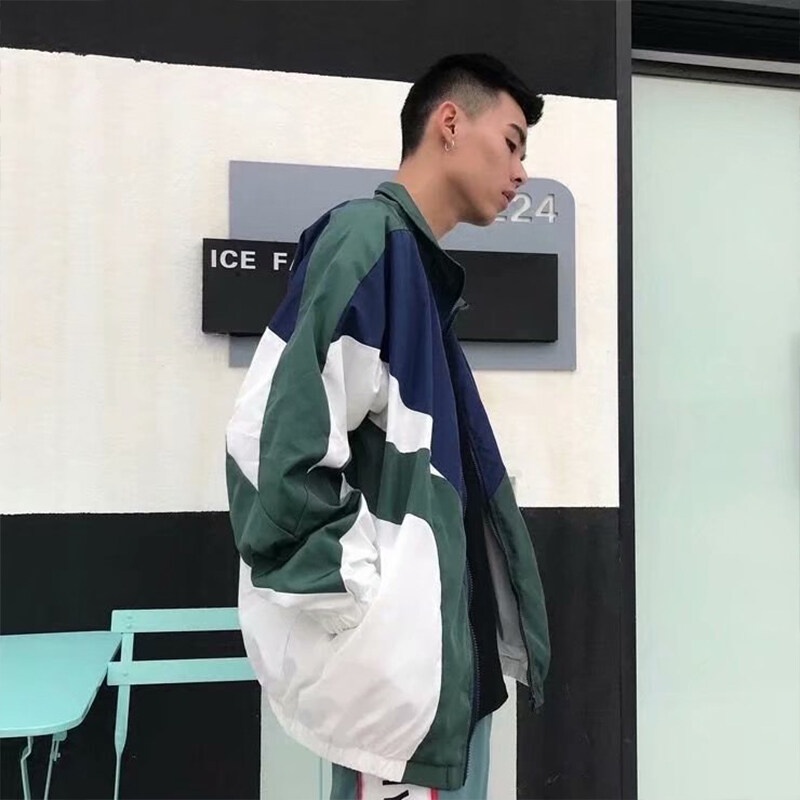 Áo khoác hip hop AOKANG mỏng thêu logo phối khóa kéo thời trang dành cho nam