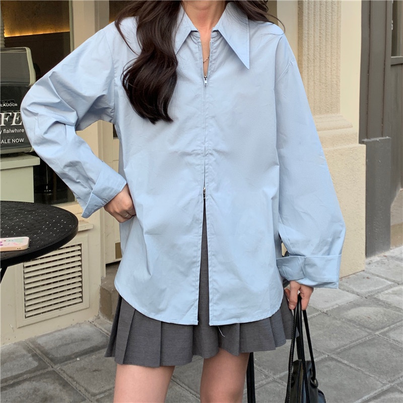 Áo Nữ Tay Dài Xẻ Tà Có Khóa Kéo Thời Trang