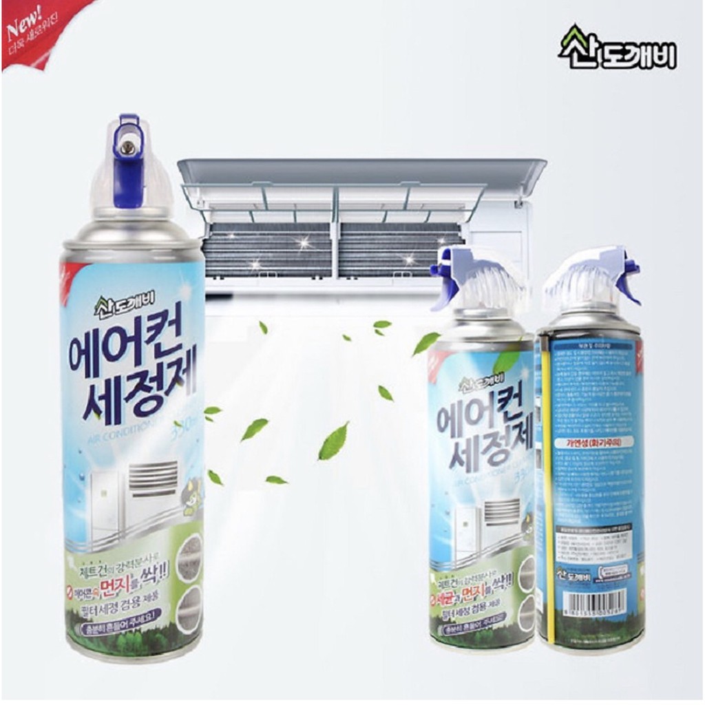 Bình xịt vệ sinh điều hòa / máy lạnh & các loại quạt thông gió Hàn Quốc Sandokkaebi 330ml