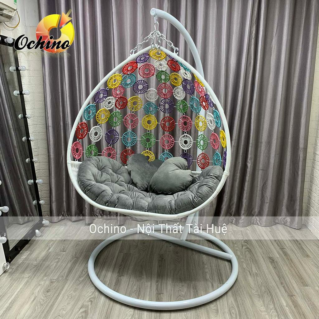 Xích Đu Nhựa Giả Mây Mẫu Hoa Đôi Dành Cho 2 Người