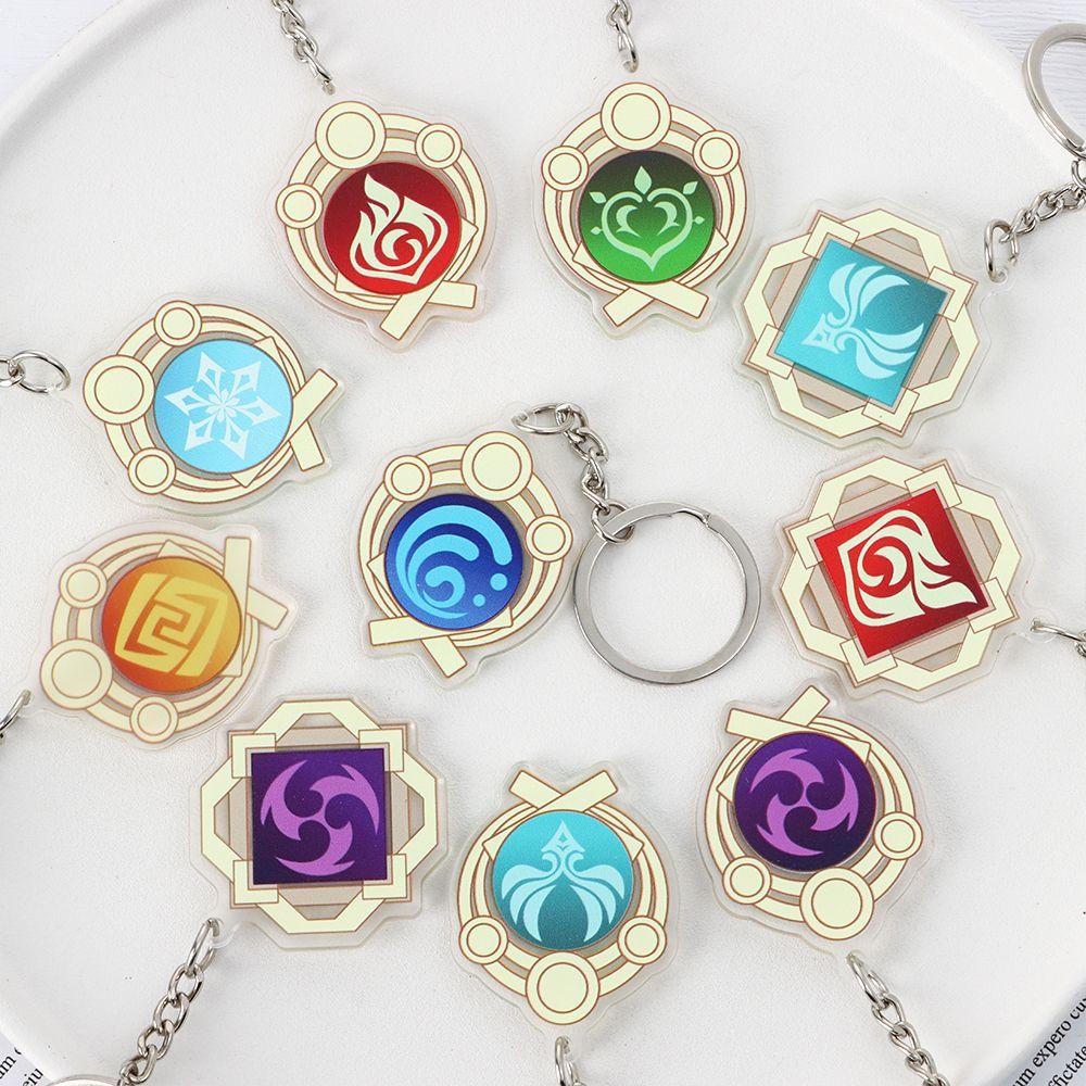 QINJUE Acrylic Bag Pendant Mondstadt Liyue Bag Accessories Anime Keychain Genshin Impact God's Eye Fashion Element Vision Ornaments