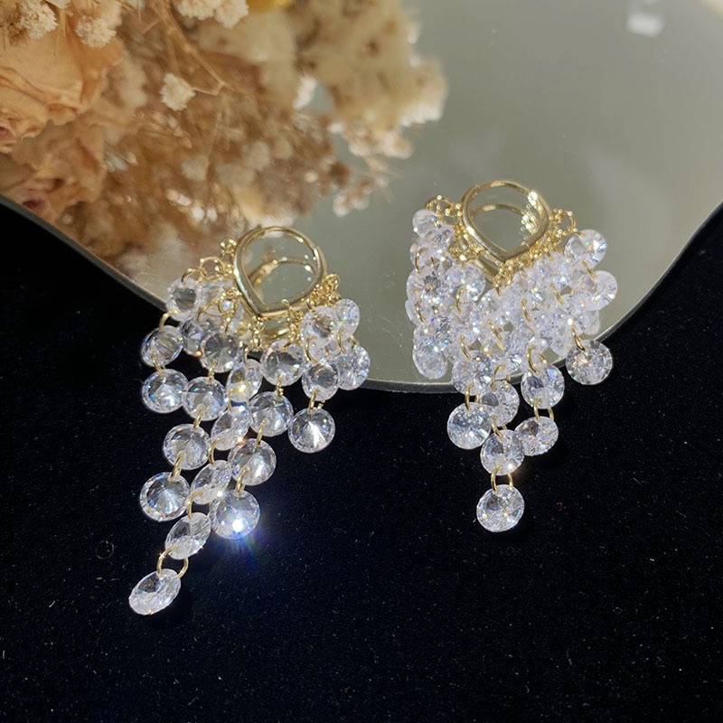 Đôi Khuyên Tai Dài Hình Trái Tim Đính Đá Sang Trọng 2022 Cho Nữ