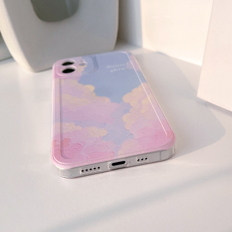 Fashion Soft Casing Gradient Smudge Pink Blue Sky Iphone 12mini 12/12Pro 12pro Max 11 11Pro Max SE 2020 X XS XR XsMax Case for Iphone 6 6s 6plus 7 8 7plus Back Cover