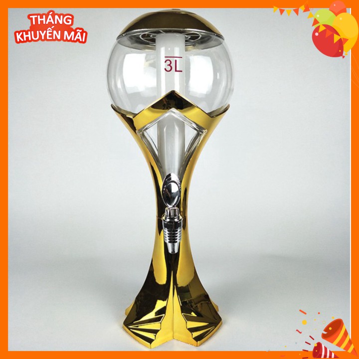 🔖 [HnL] Tháp bia cúp vàng cho mùa bóng đá World Cup có đèn led và khay đá dung tích 3L