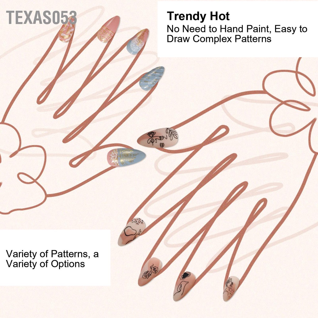 [Hàng Sẵn] Bộ 10 Tấm Khuôn In Họa Tiết Hoa Lá Bằng Thép Không Gỉ Trang Trí Móng Tay DIY Khuôn in nail【Texas053】