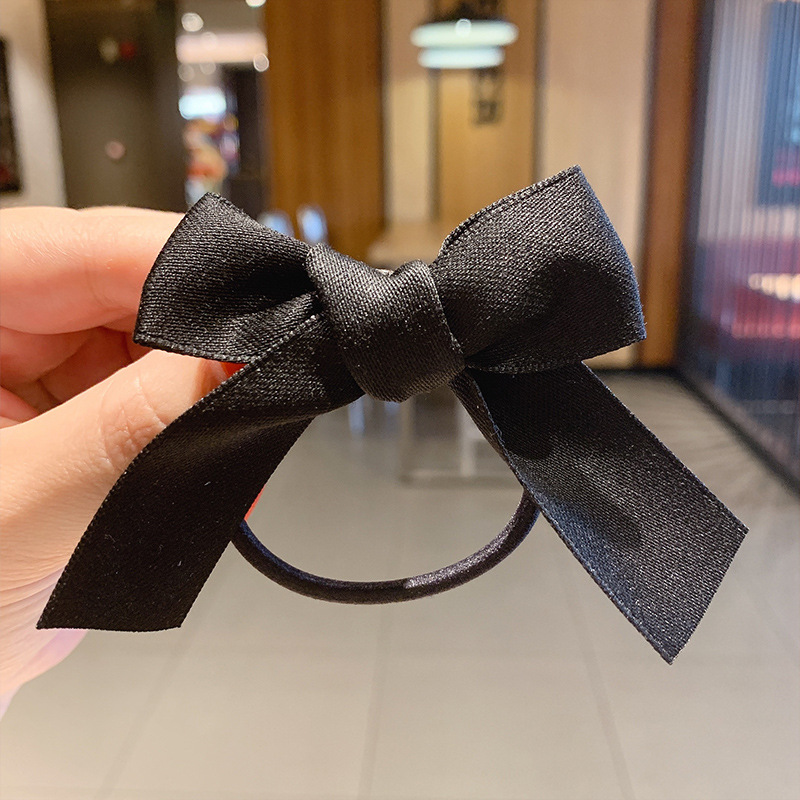 Kẹp Tóc / Dây Buộc Tóc Hình Nơ Vải Satin Phong Cách Hàn Quốc