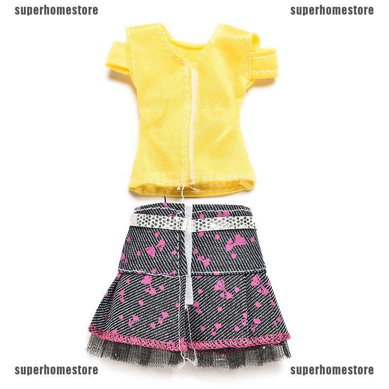 Set chân váy và áo thun thời trang cho búp bê barbies