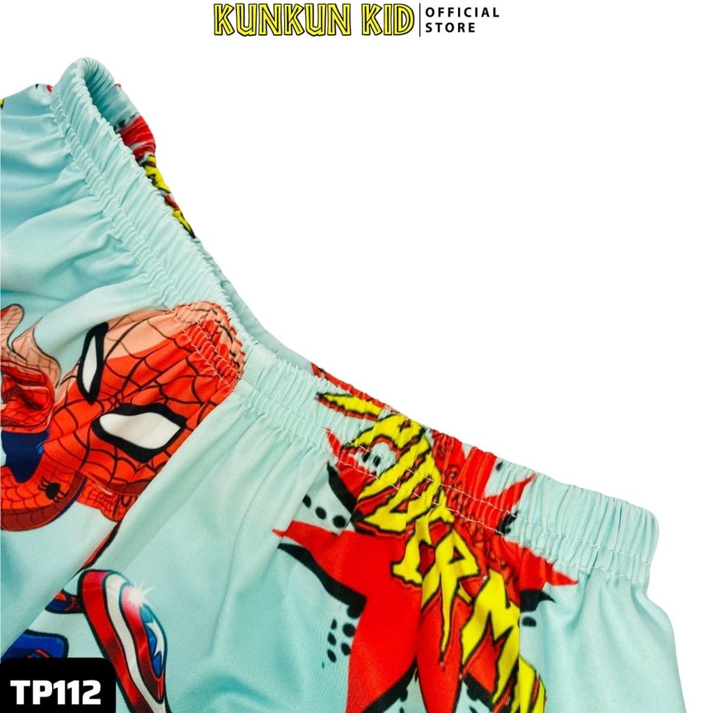 Quần áo trẻ em in hình người nhện spiderman size đại 10-40kg KunKun TP112 - Bộ cộc tay bé trai 3-12 tuổi chất thun lạnh