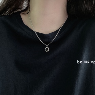 Vòng cổ inox mặt gấu xinh xắn phong cách hip hop dành cho cặp đôi