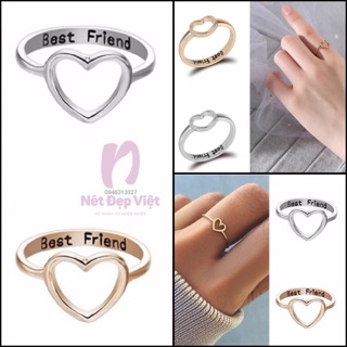 Nhẫn Tình Bạn Mặt Trái Tim In Chữ Best Friend