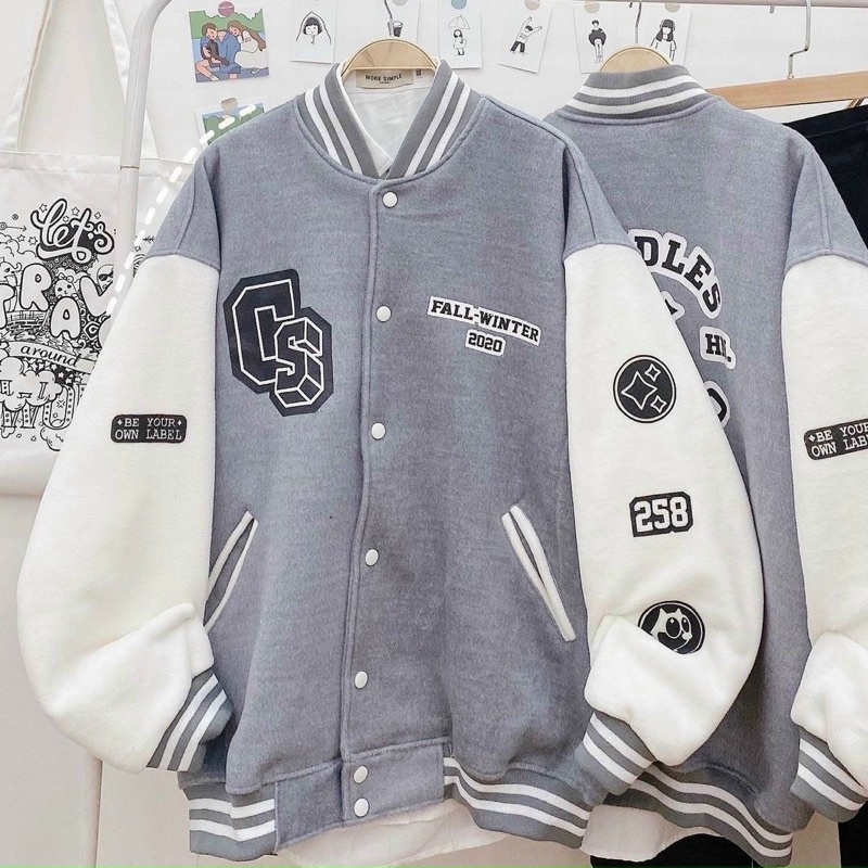 [VIDEO ẢNH THẬT] Áo Khoác Bomber Nỉ Chữ CS Form Rộng Unisex Chất Nỉ Ngoại Ulzzang