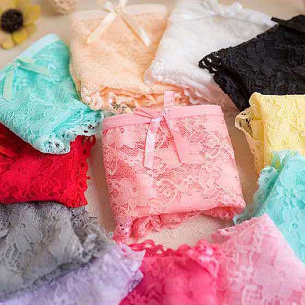 Quần lót cotton phối ren hoa đính nơ quyến rũ dành cho nữ