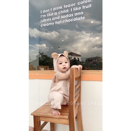Set body ba lỗ kèm mũ tai gấu cho bé