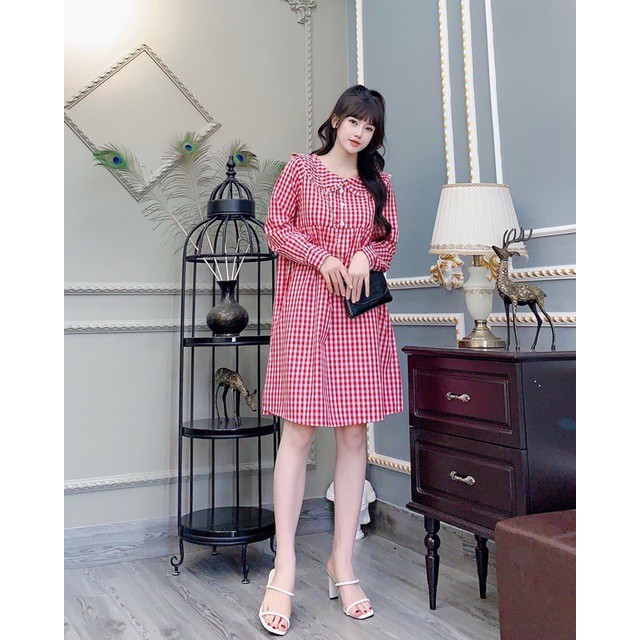 [Hàng cao cấp]Váy bầu thiết kế☘️đầm bầu mặc đi làm đi chơi đều được☘️chất kẻ hàn siêu mát☘️free size (43-68kg)