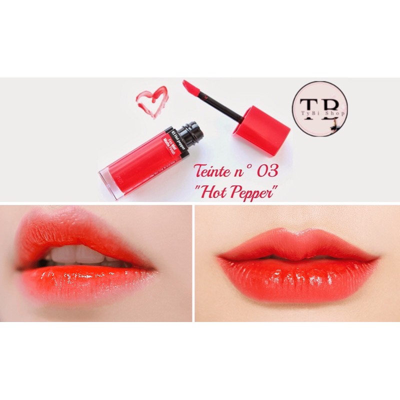 Son Bourjois Velvet 03 Hot Pepper Đỏ Cam