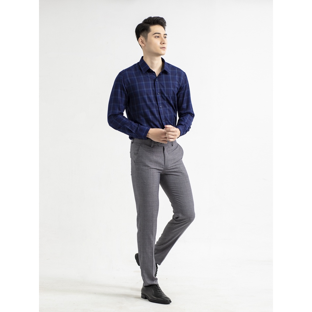 ÁO SƠ MI NAM DÀI TAY ARISTINO Dáng Slimfit Màu Xanh Tím Than Họa Tiết Kẻ Trẻ Trung Dễ Phối Đồ ALS19001 | BigBuy360 - bigbuy360.vn