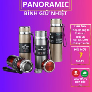 Bình giữ nhiệt lõi inox 304 vỏ thép chống rỉ có ngăn lọc trà dung tích lớn 1000ml Panoramic