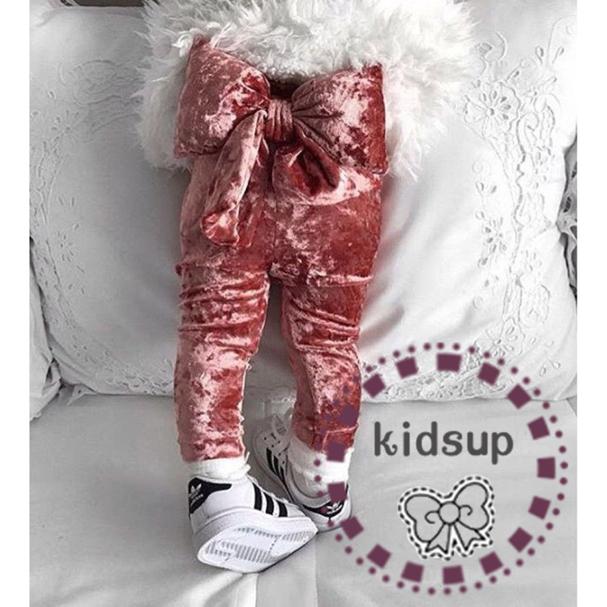 ✸ღ✸New Fashion Toddler Kids Baby Girls Bowknot Bottoms Pleuche Pants Leggings Clothes