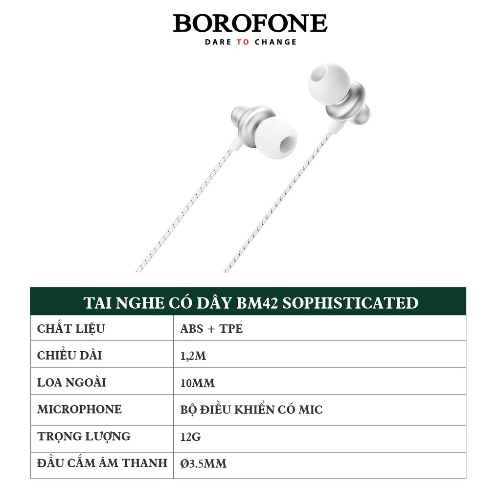 Tai nghe có dây nhét tai BOROFONE BM42 Sophisticated - AK Mobile