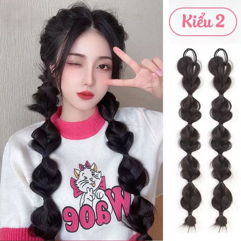 Tóc giả thắt bím phồng dài đẹp cho nữ Koty Beauty, tóc tết giả tạo kiểu thắt bính