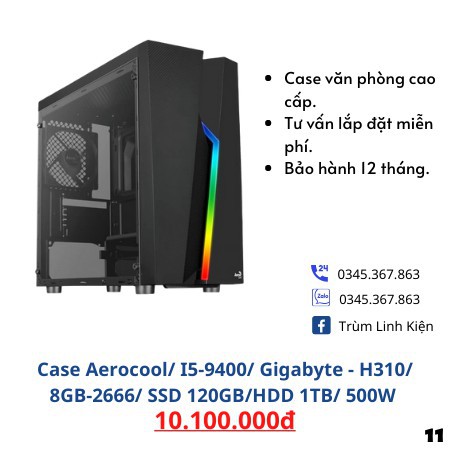 Case máy tính văn phòng cao cấp. Bảo hành 12T. Case mới.