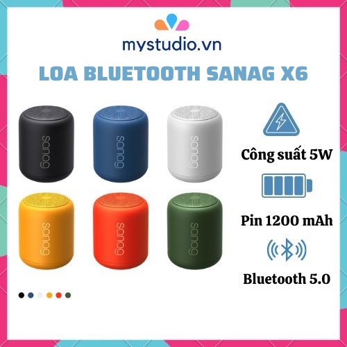 Loa Bluetooth Sanag X6 pin khủng 1200 mAh âm thanh chất lượng chống thấm nước hỗ trợ kết nối máy tính AUX 3.5m