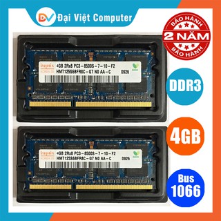 Ram laptop 4GB 2GB DDR3 bus 1066 PC3 8500s (hãng ngẫu nhiên)