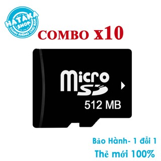 Combo 10 thẻ nhớ microSD 512MB giá sỉ có hộp đựng