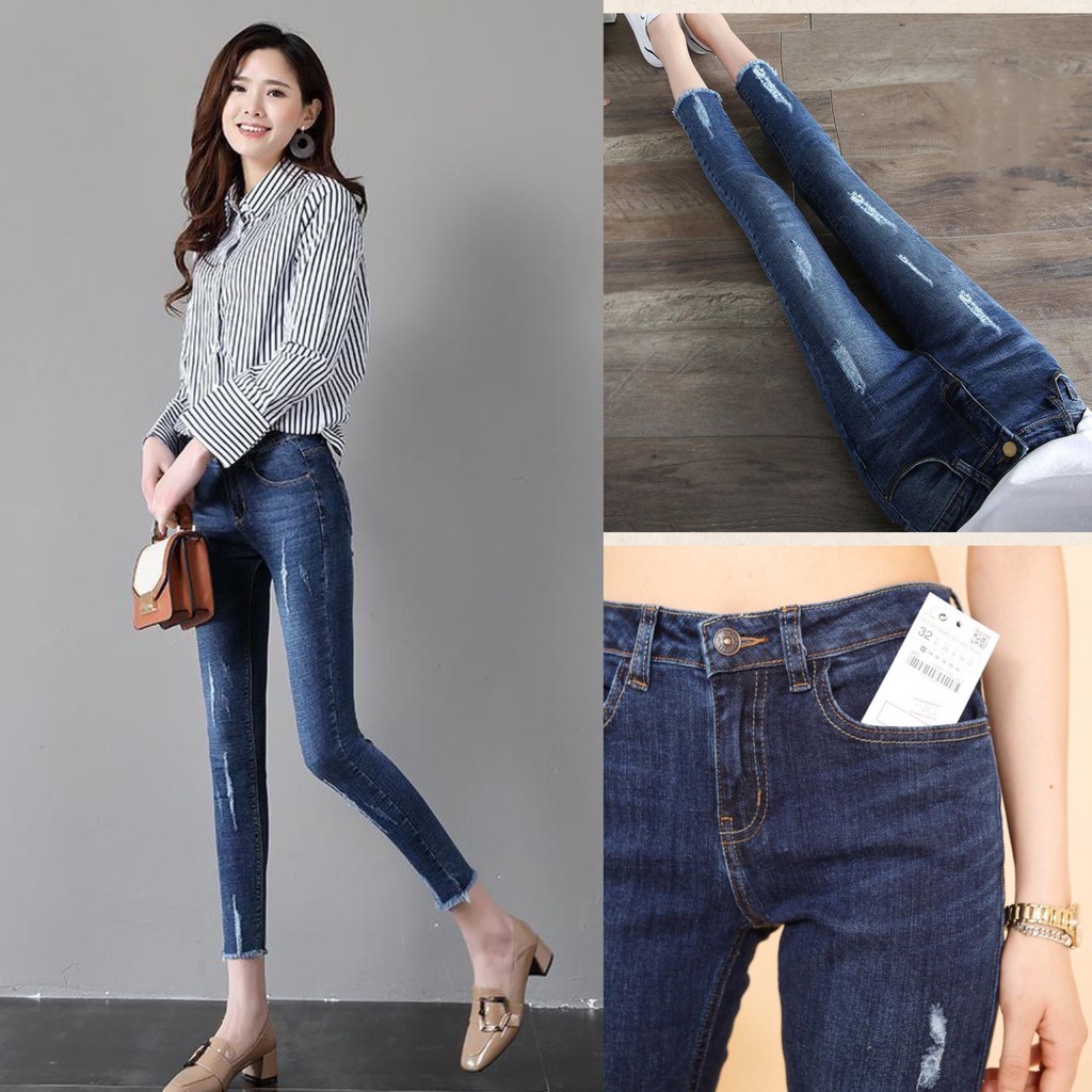 QUẦN JEAN NỮ 9 TẤC XƯỚC LƯNG CAO HÀNG CÔNG TY CAO CẤP SIZE 25-35