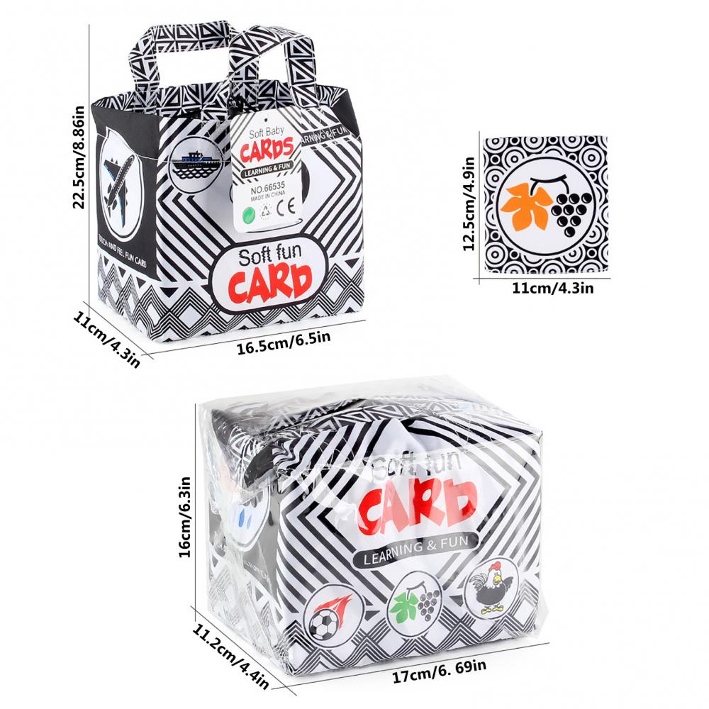 Set 24 Thẻ Hình Hai Mặt Màu Trắng Đen Mềm Mại Cho Bé Sơ Sinh Kèm Túi Đựng