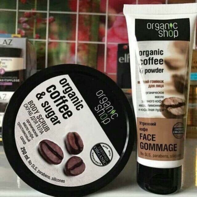 Bộ đôi tẩy tế bào chết cafe organic cho mặt và body