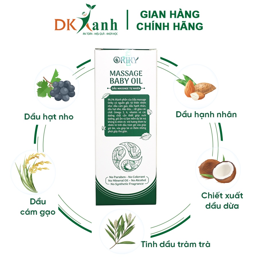 Dầu massage Oriky dưỡng ẩm cho bé, 60ml / chai