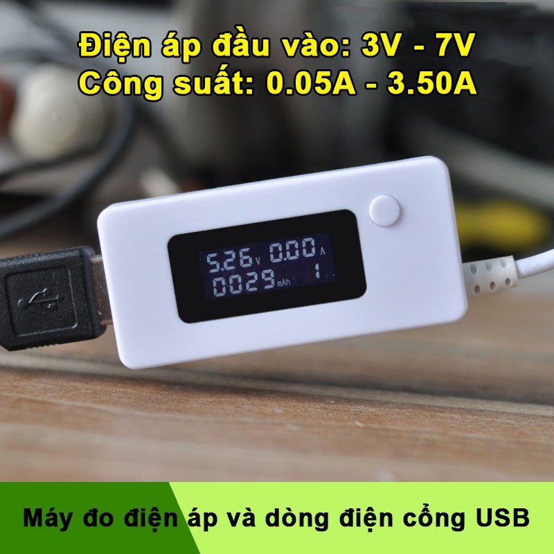 Máy đo dòng điện và điện áp cổng USB KCX-017(Test điện thoại, cốc sạc và pin sạc dự phòng)